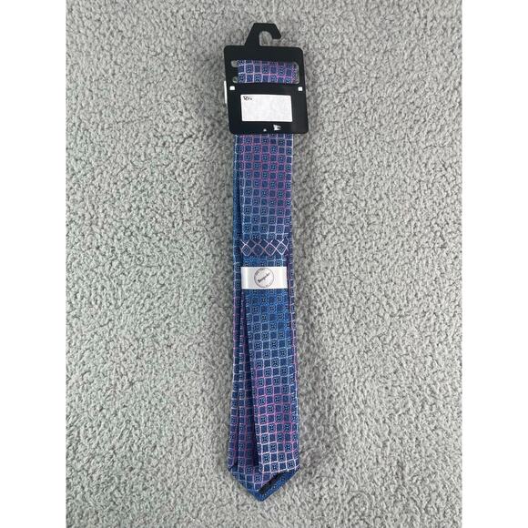 Bespoke Slim Tie Mens One Size Blue Purple Geometric Multicolor NWT - Picture 4 of 7